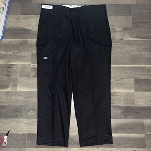 NWOT  Men's SofTwill by Unifirst Flat Front Casual Work Pants Black Size 42x30